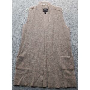 Nanette Lepore Cardigan Sweater Women's L Brown 100% Wool Sleeveless‎ Open Front